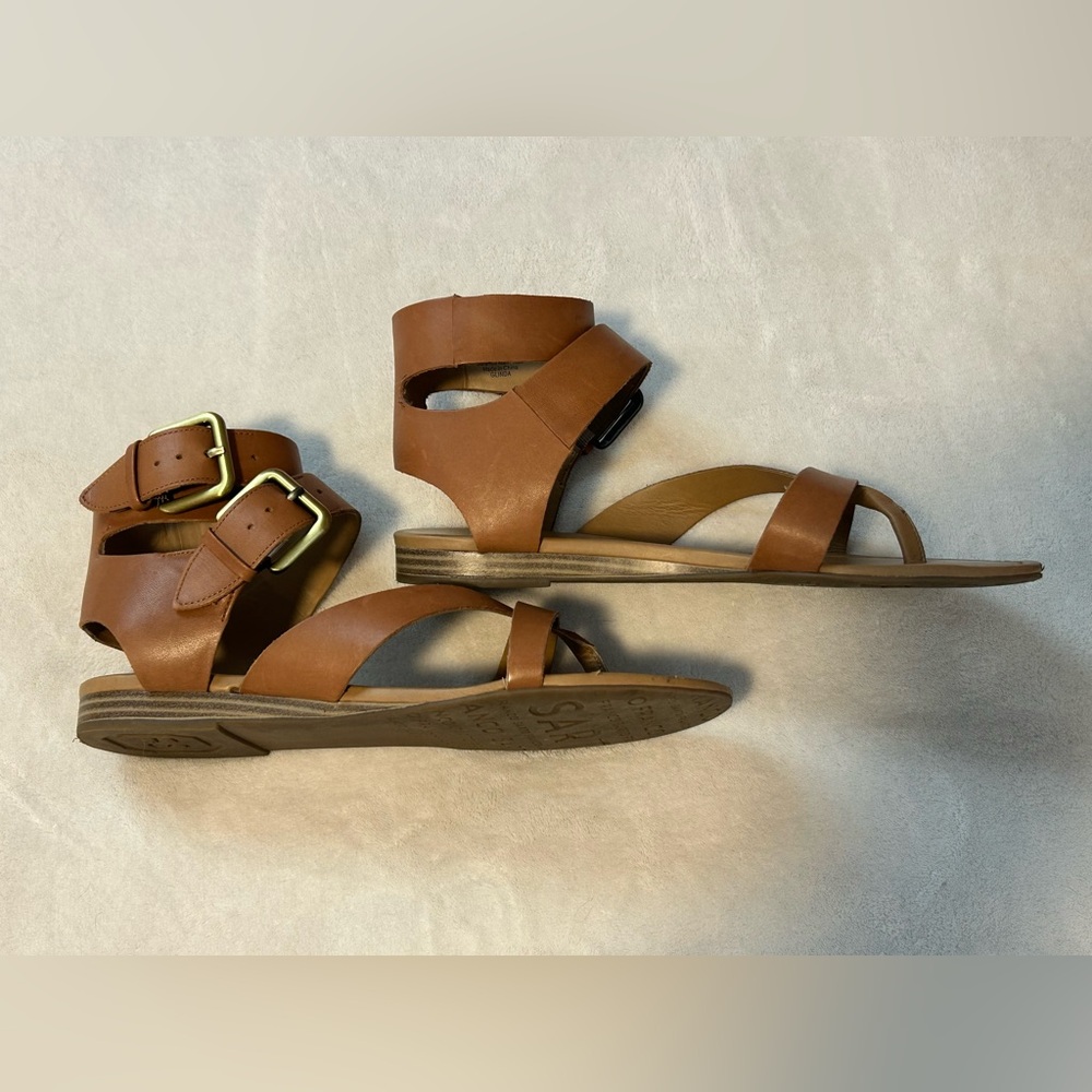 Franco Sarto sandals size 8 womens Glinda Camelot LE brown summer gladiator shoe - Picture 4 of 9